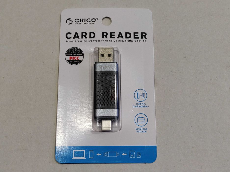 Orico CD2D картридер USB + type-c для карт памяти SD и microSD