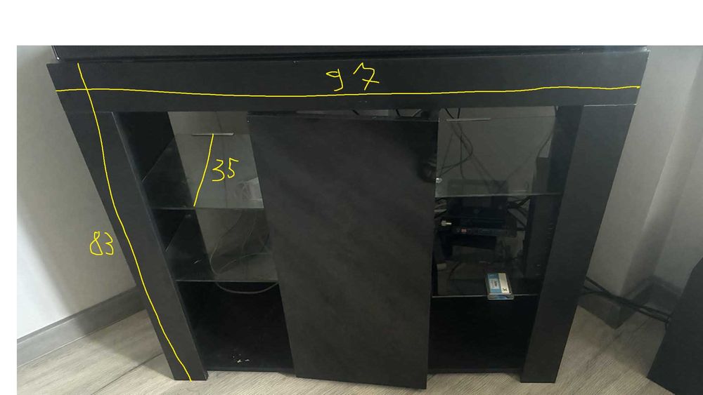 Czarna ława i komoda do salonu