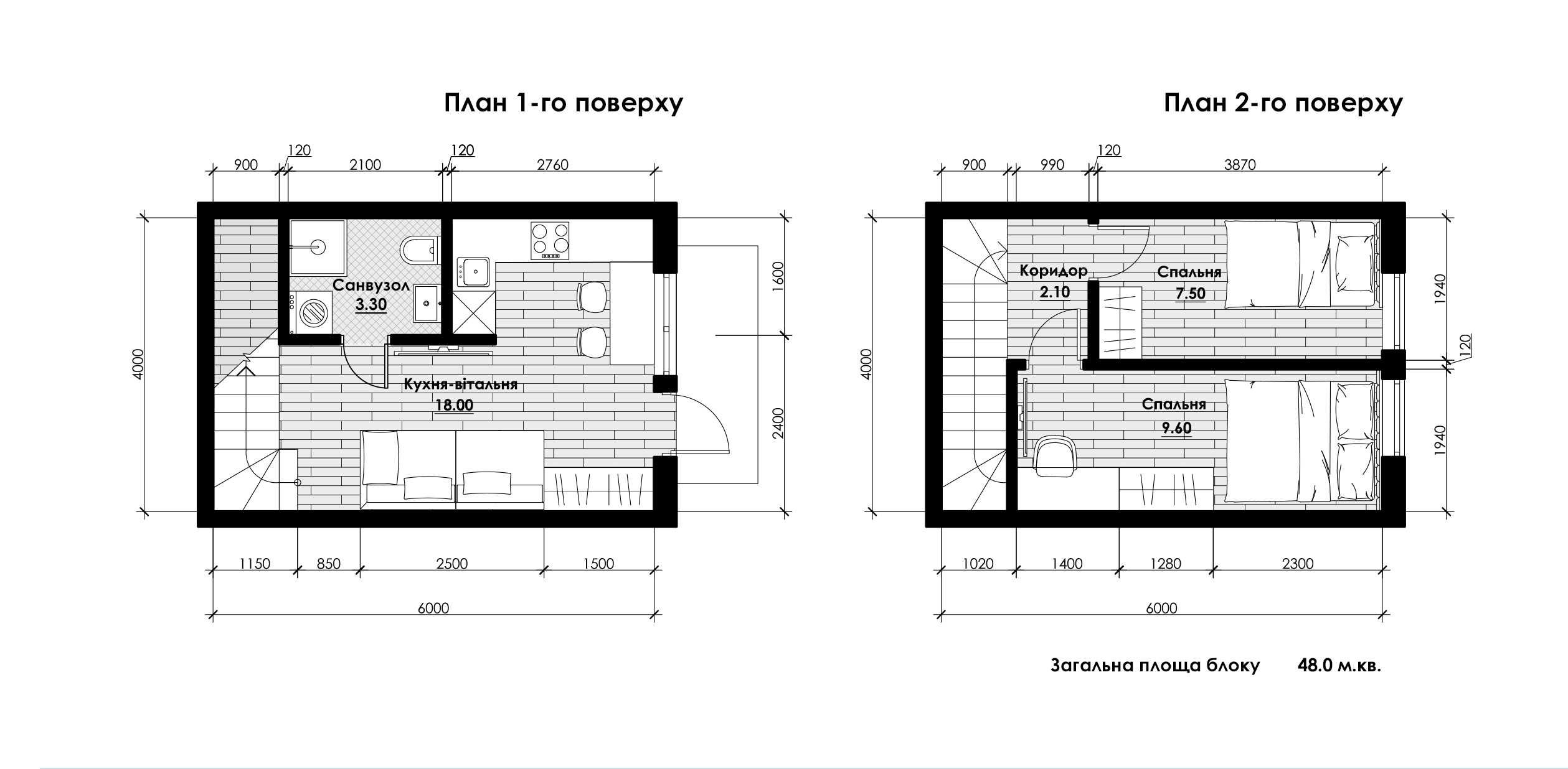 Продаж таунхаузів 48 м2 с. Білогородка 20 700$