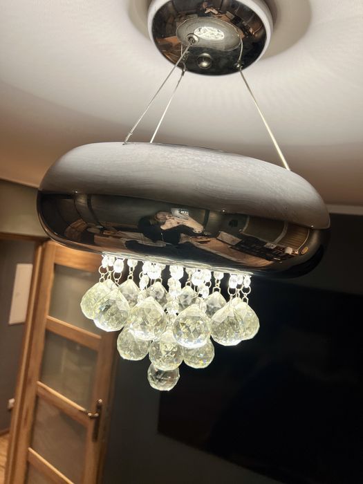 Lampa wisząca sufitowa żyrandol glamour kryształy srebrna