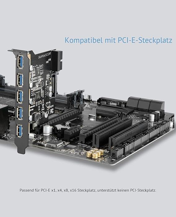 Supahub Karta Pci-E Usb 3.0 – 5 Portów, 5Gb/S, Bez Zasilania