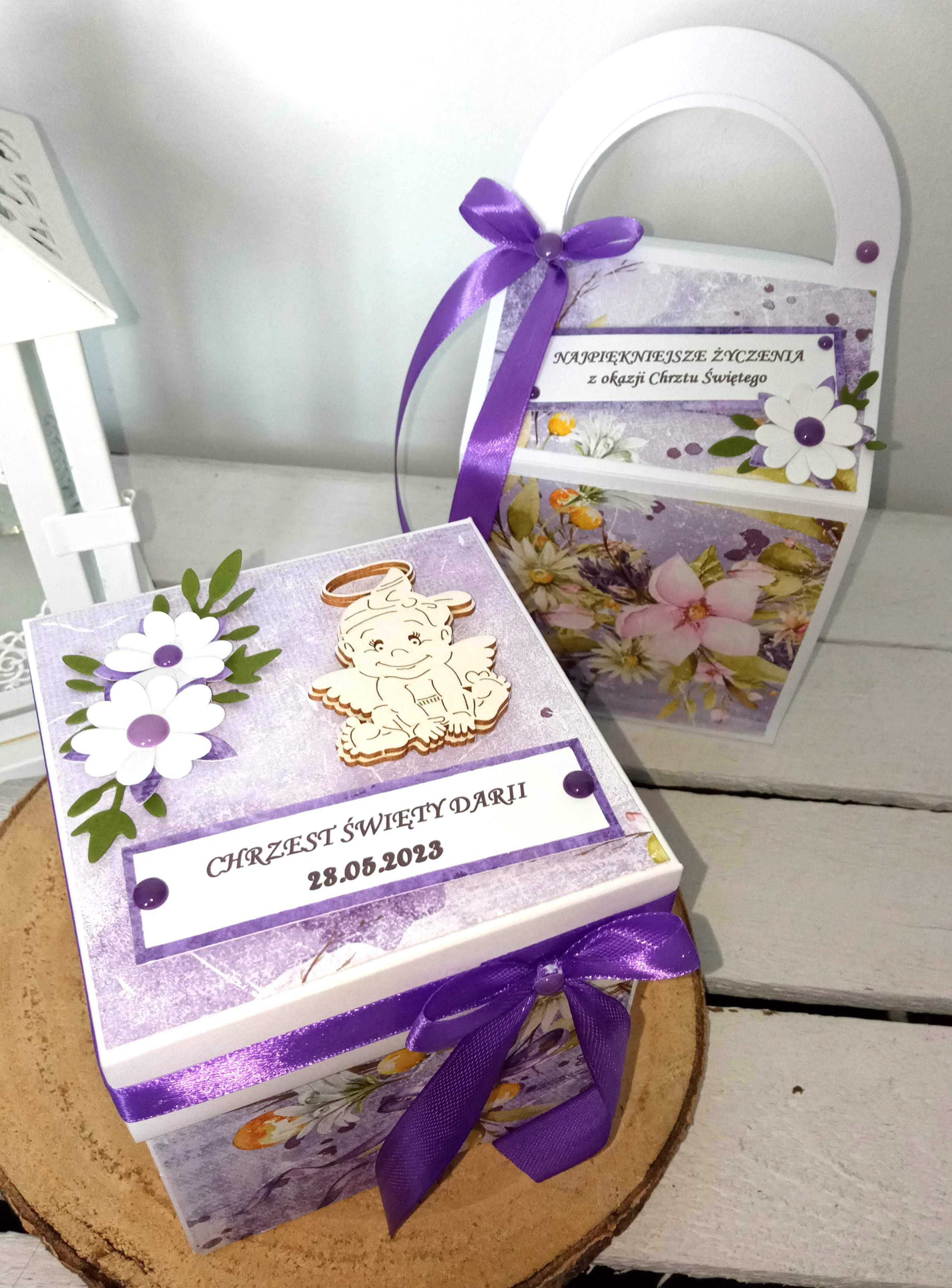 Exploding box na Chrzest Święty ręcznie robiony kartka na Chrzest