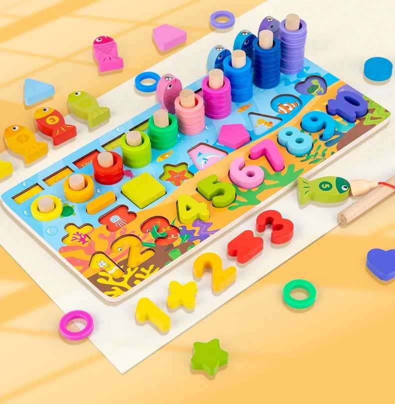 Tablica 3D drewniane Puzzle Montessori