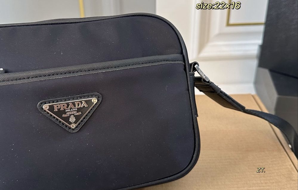 PRADA сумка мужская через плечо черная тканевая оригинал