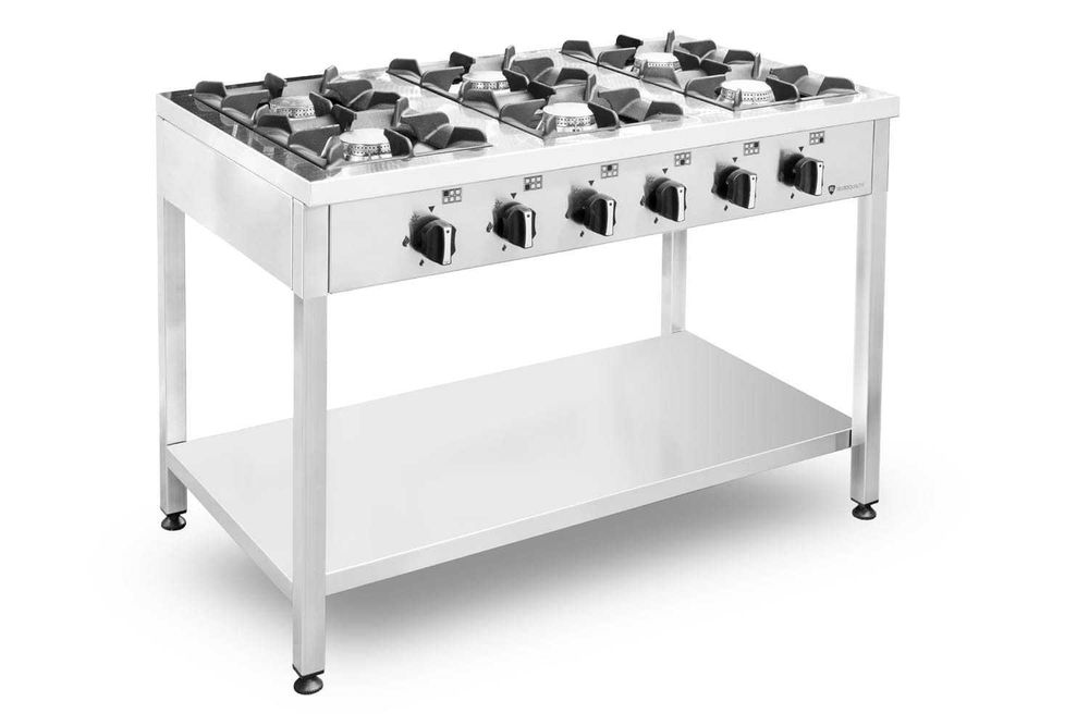 NOWA MOCNA Kuchnia gazowa gastronomiczna z półką 6 palnikowa 42kW FV