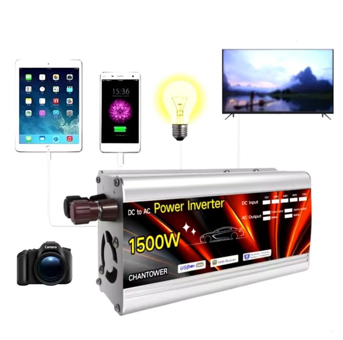 Інвертор 1500W з USB-портом. Перетворювач напруги з 12 В до 220 В.