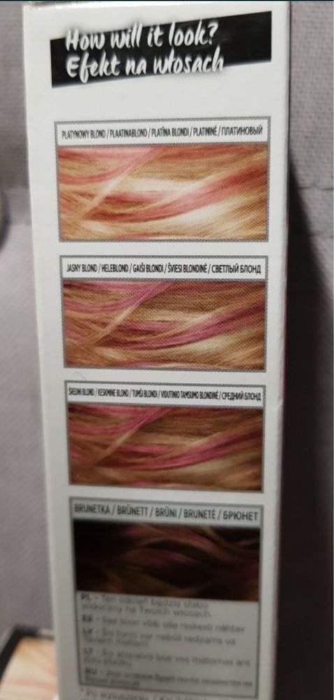 Farba do włosów zmywalna różowa Loreal. Do pasemek jednodniowych 10 sz