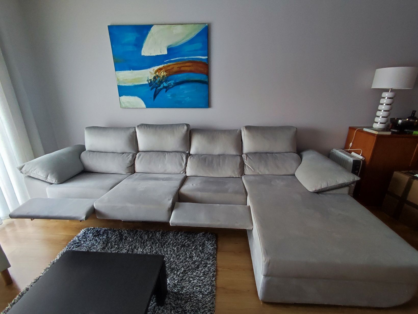 Sofá reclinável com chaise lounge