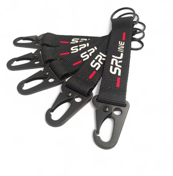 brelok reklamowy z logo 25mm z czarnym karabińczykiem smycze