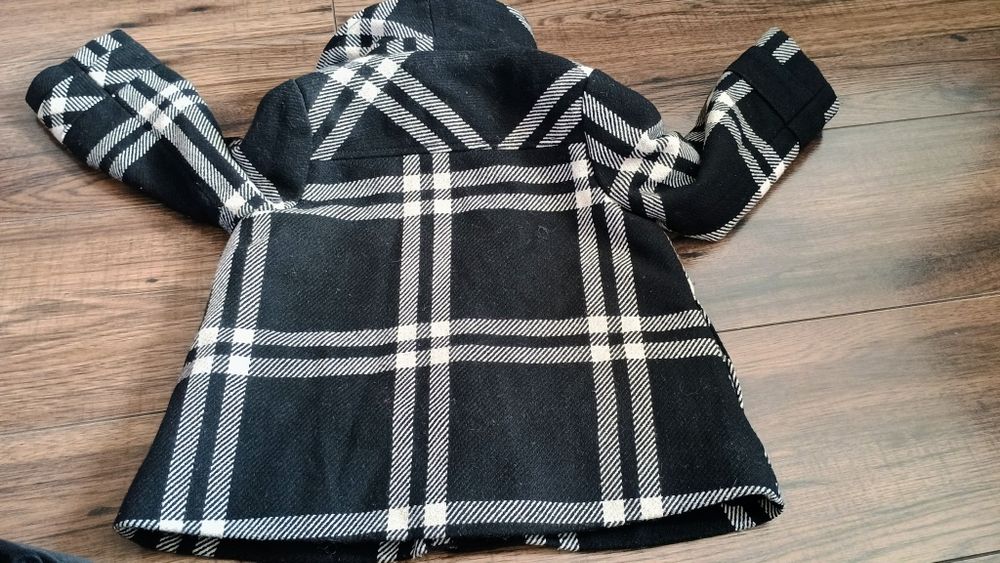 Płaszczyk płaszcz Gap 98 104 czarny wełna krata wełniany dziewczynki