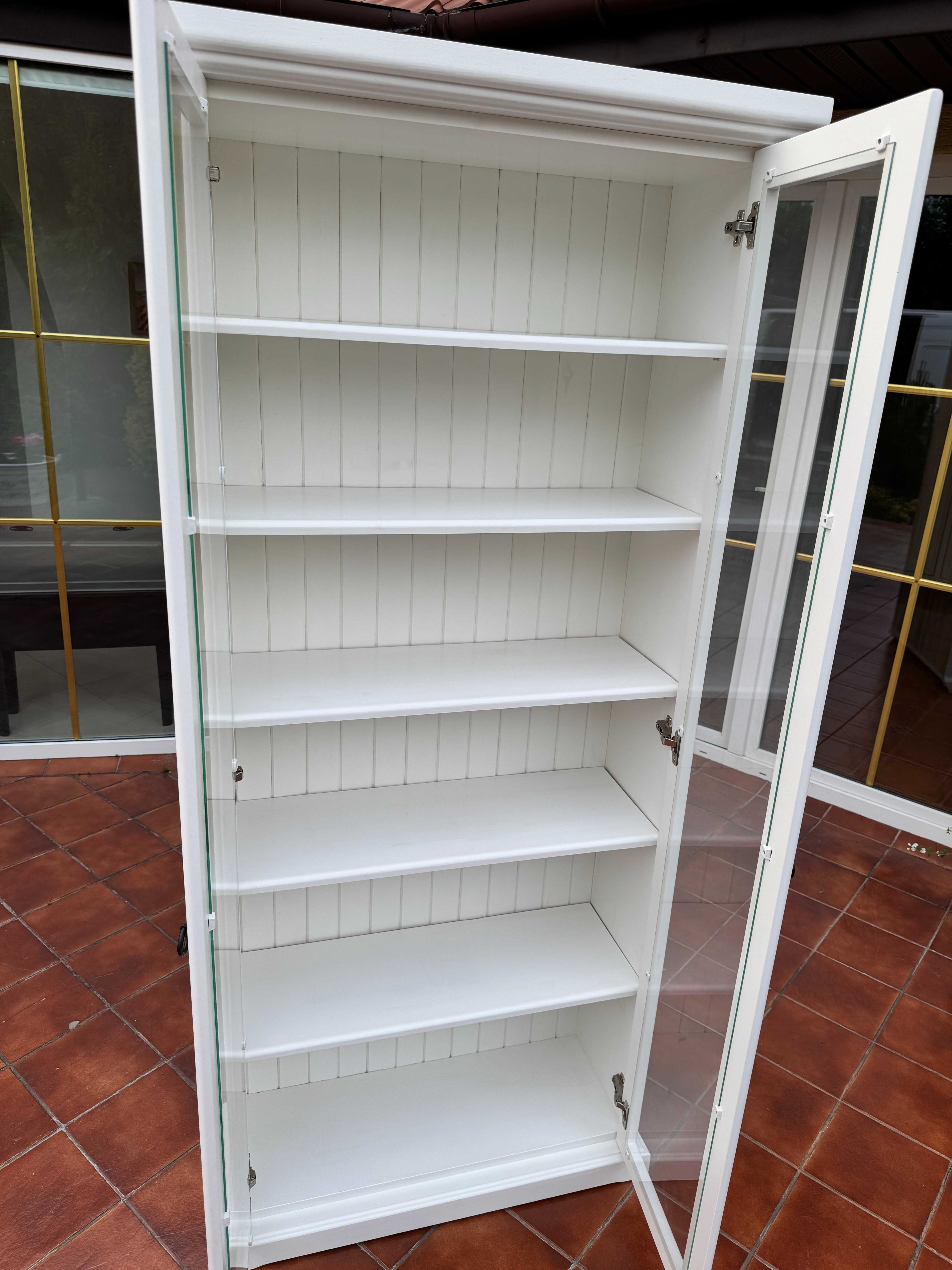 Regał biały przeszklony witryna biblioteka szafa komoda szafka stół