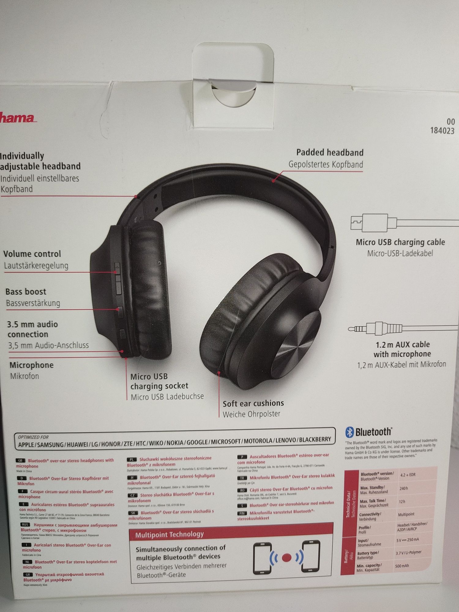 Headphones Bluetooth Hama (Novo)