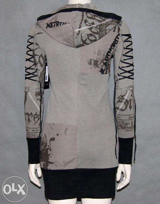 długa bluza SALVAGE rock grunge underground z kapturem alternative XS
