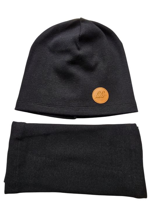 Czapka damska bawełniana z kominem nowa ciepla wygodna czarna