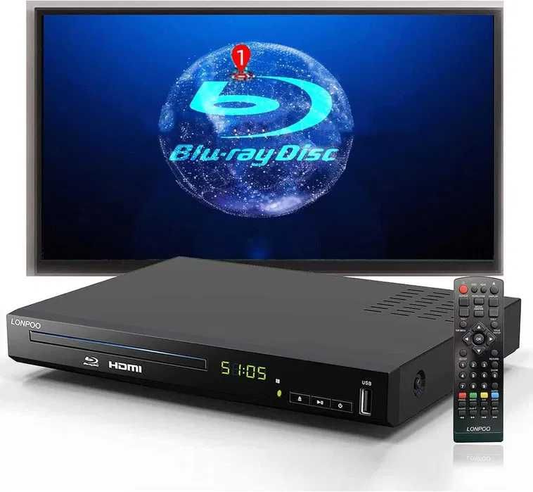 Odtwarzacz Blu Ray DVD, Full HD 1080P HDMI USB Lonpoo LP-100