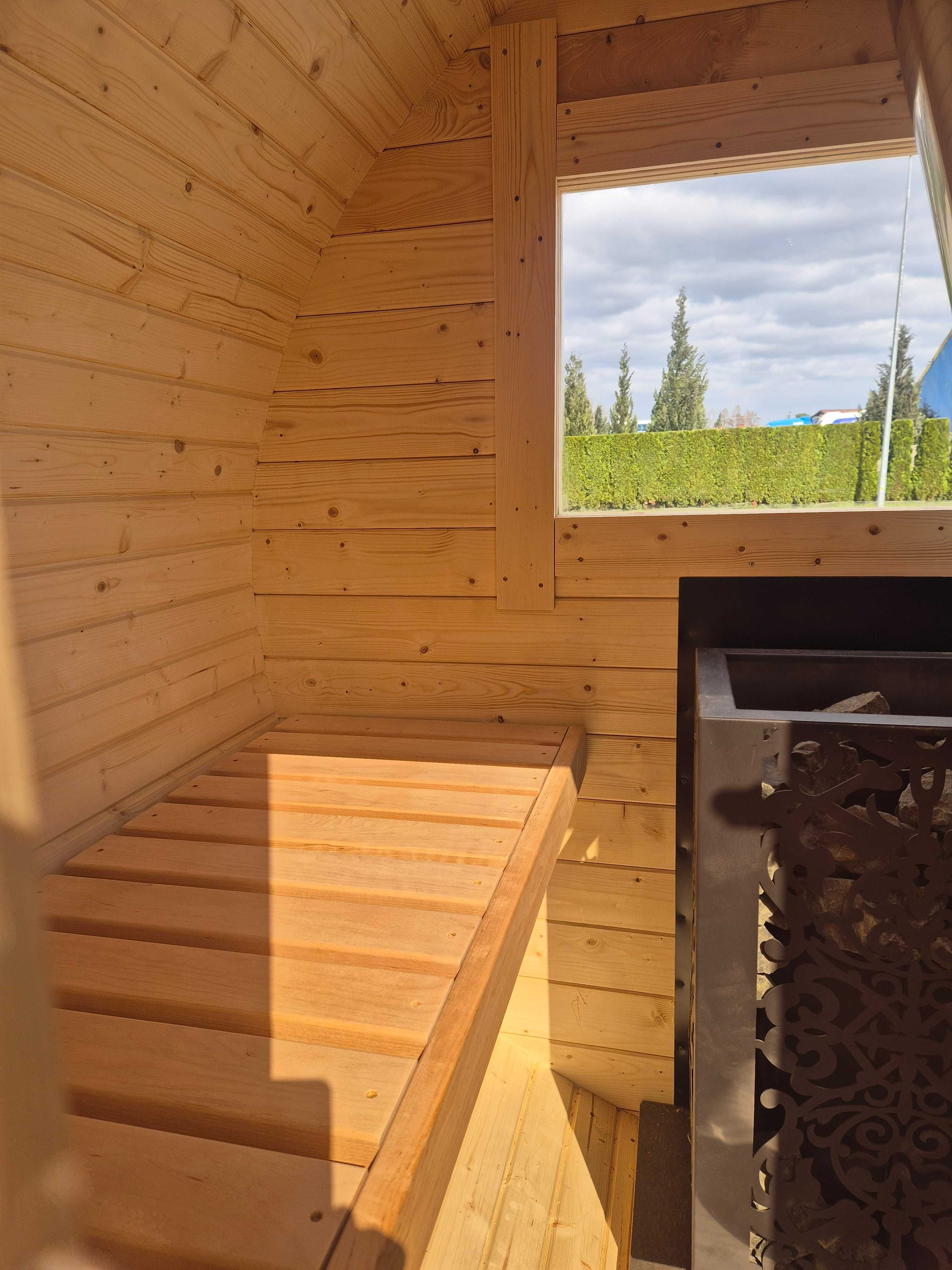 SAUNA OGRODOWA z piecem, 1,5mx2 producent, gotowa, balia, beczka