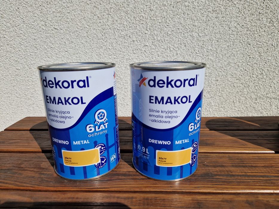 NOWE Puszki z farbą Dekoral, drewno, metal, farba, emalia 0,9l