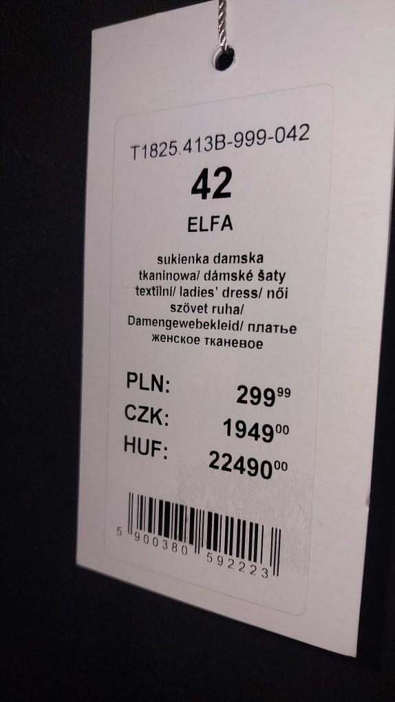 Nowa z metką sukienka damska czarna rozm.42