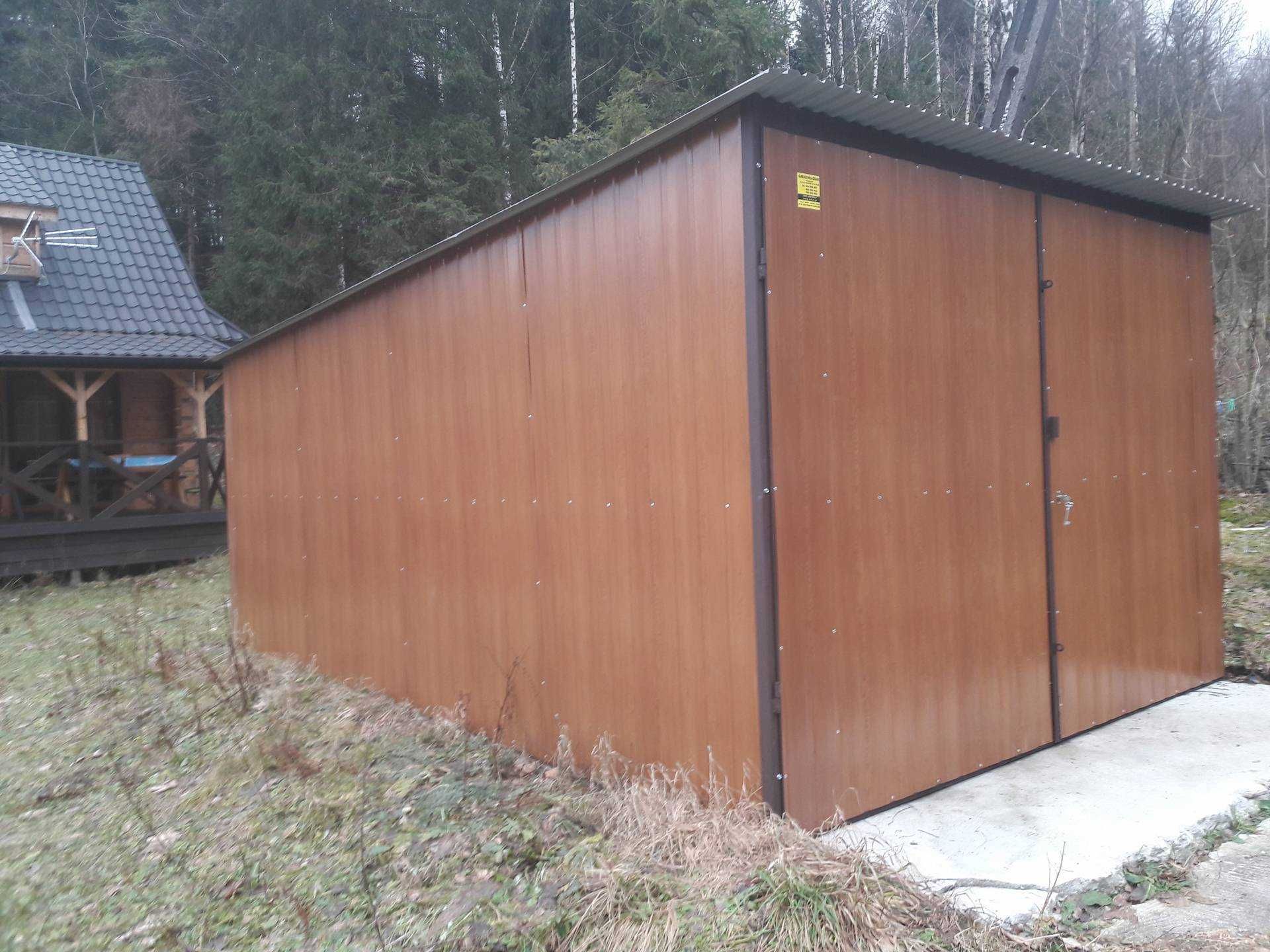 Garaż blaszany 4x5 złoty dąb, dach spad boczny, małopolska