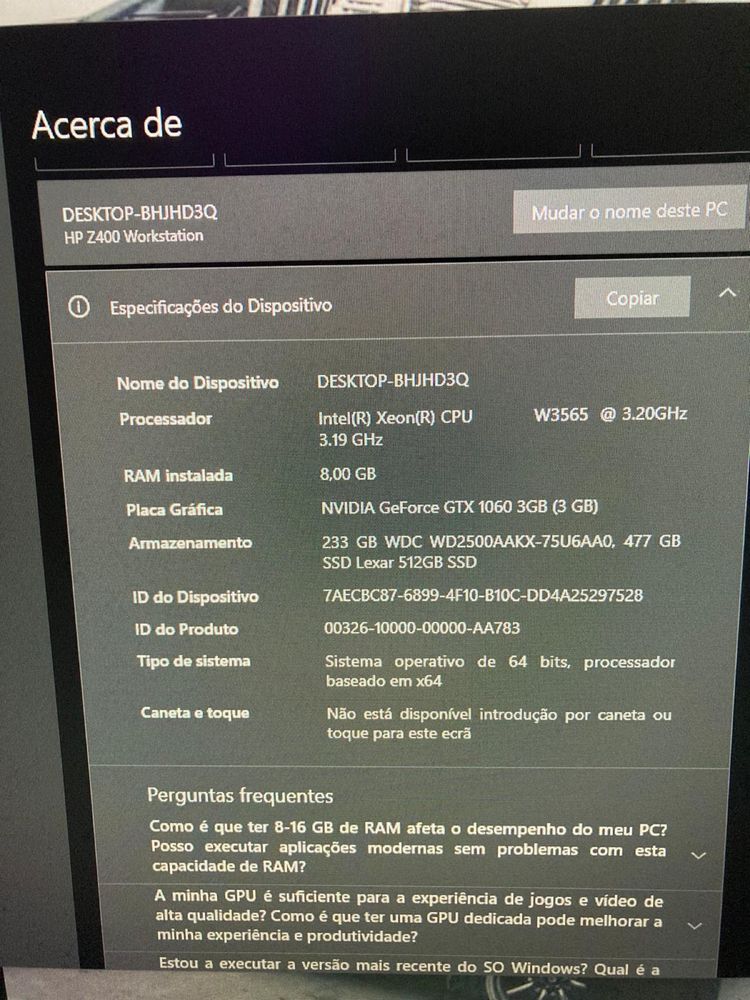 Torre computador fixo hp z400 workstation