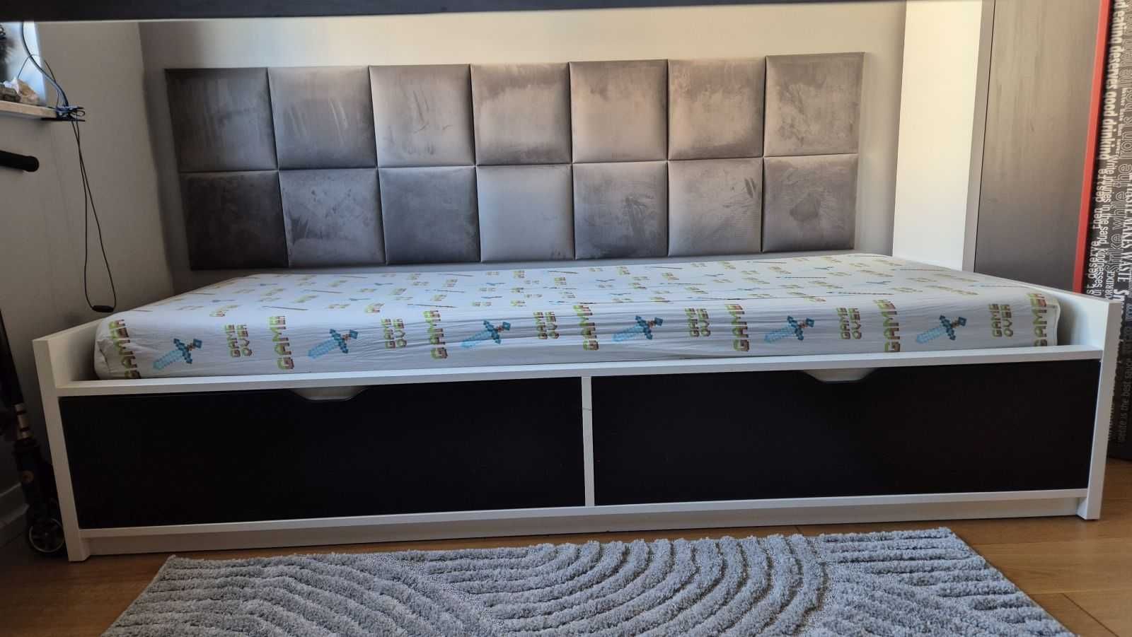 Łóżko IKEA Flaxa 90x200 z 2 szufladami i materacem Malvik 14cm