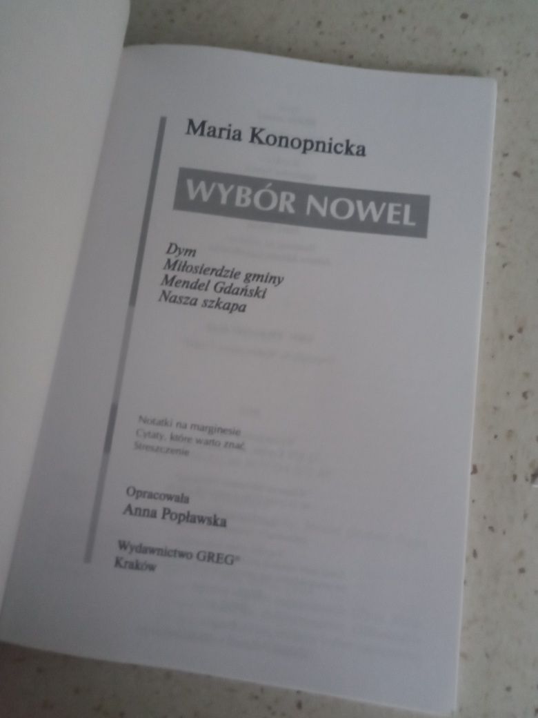Książka Maria konopnicka wybór nowel