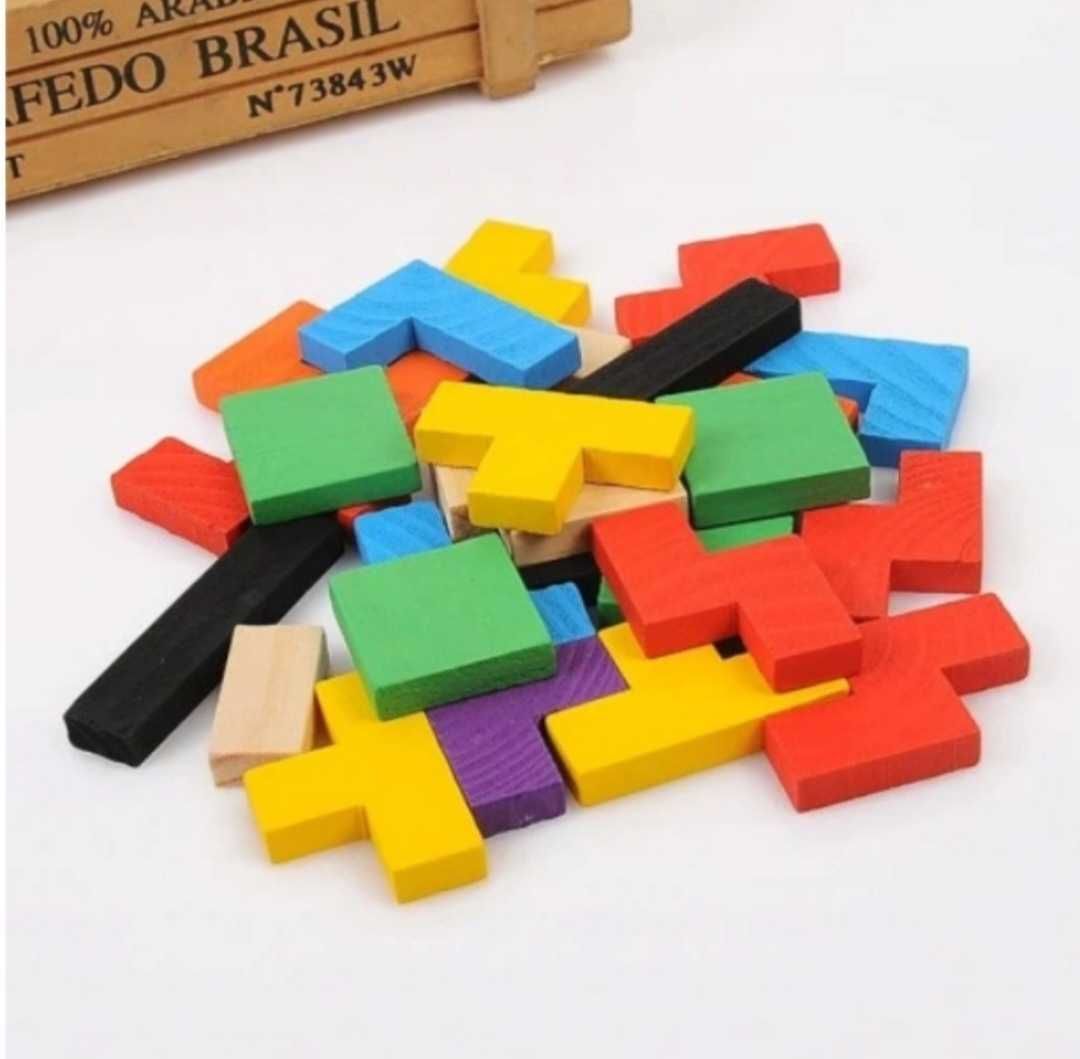 Nowa gra logiczna klocki drewniane układanka Tetris tangram 3w1 #140