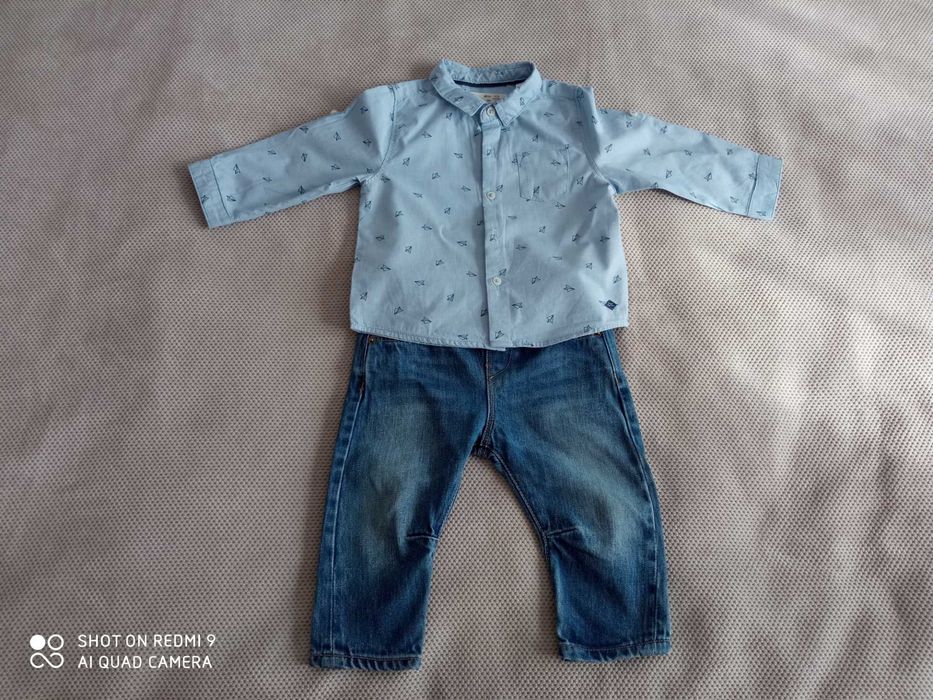 Komplet dziecięcy/ chłopięcy Zara - koszula i dżinsy (rozmiar 74)