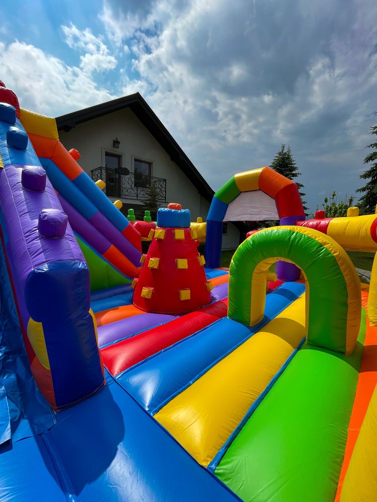 Dmuchaniec z placem zabaw „Lego” dmuchana zjeżdzalnia DUŻA cały dzień