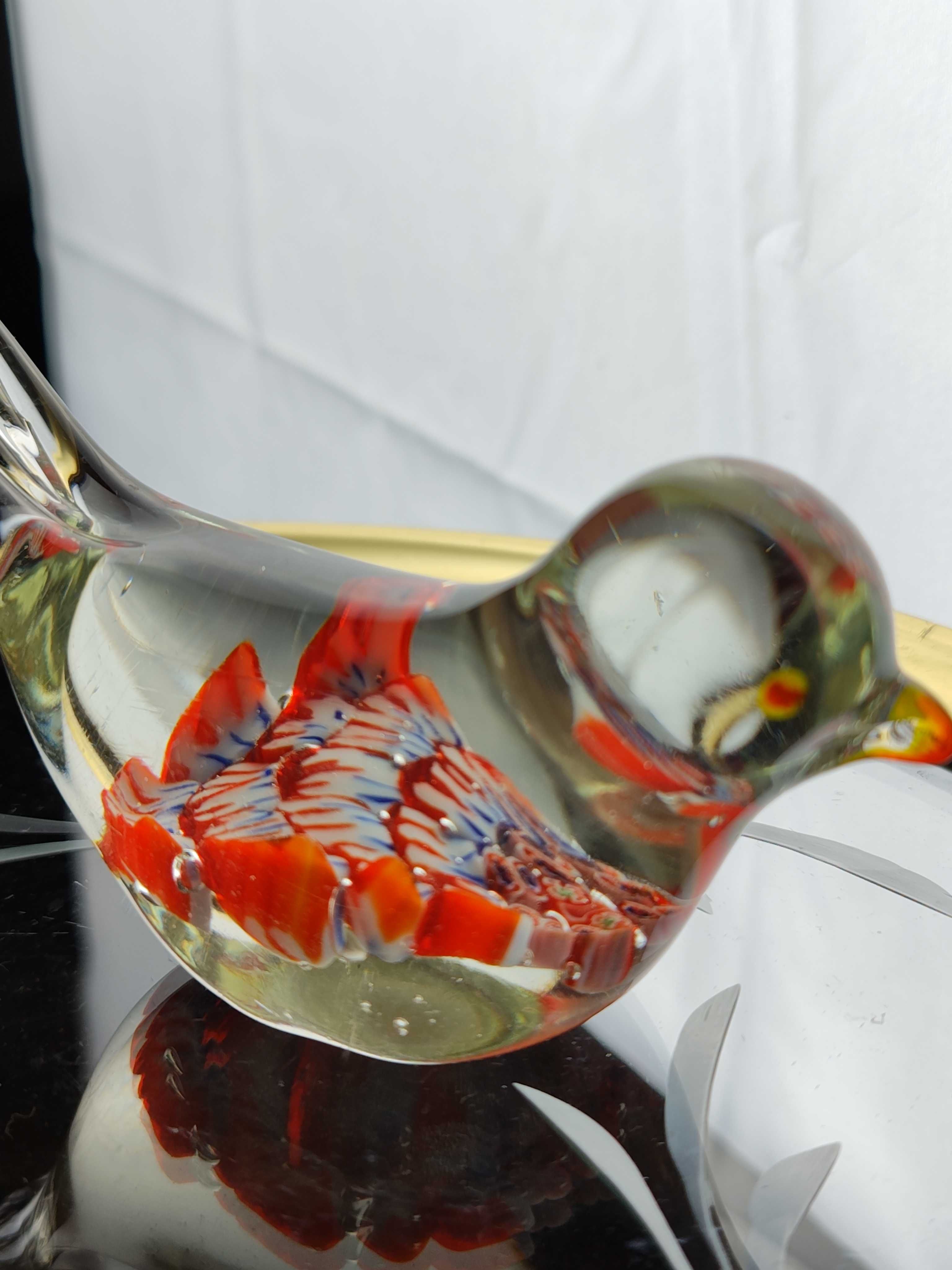 Szklana Figurka Ptaszek - Styl Murano Vintage