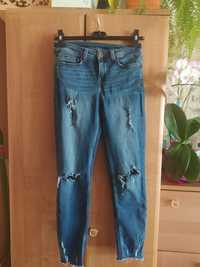 Spodnie jeansy dżinsy z rozdarciami bawełniane elastyczne r 34 XS Zara