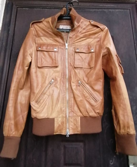 Бомбер M куртка Italy шкіряна кожаная пілот кожа спортивна шкіра
