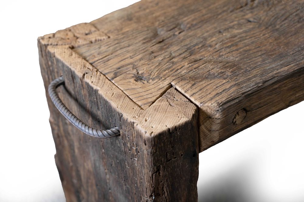 Ławka dębowa rustykalna 152x33x50 cm – dąb słoweński, loft.