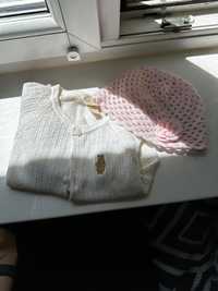 Elegancki sweterek dziewczęcy Kubuś Puchatek Disney Vintage + czapka