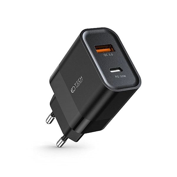Tech-Protect C30W 2-Port Network Charger Pd30W/Qc3.0 Black