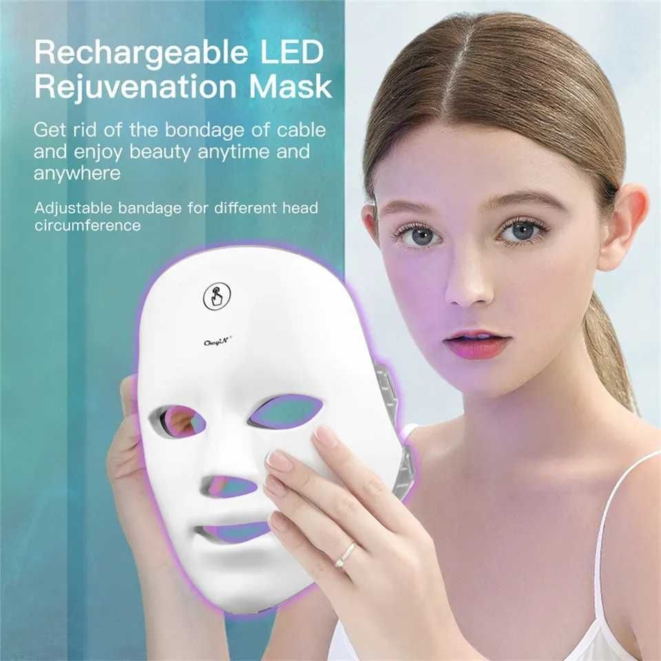 Maska LED terapia fotonowa światłem odmładzanie twarzy 7w1