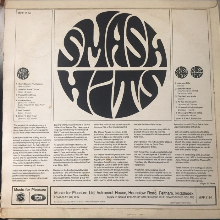 Vinil Smash hits 1967