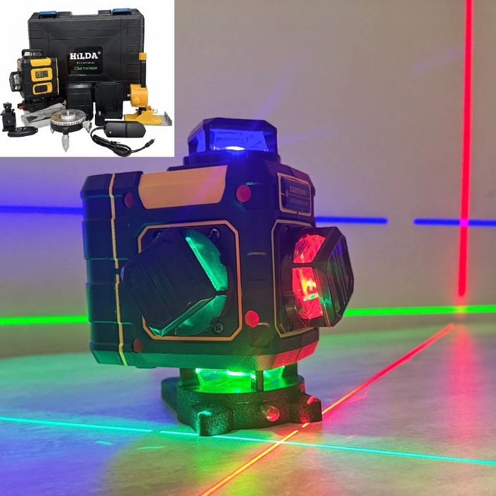 Відкалібрований Лазерний рівень нівелір HILDA 4D CHAMELEON новинка