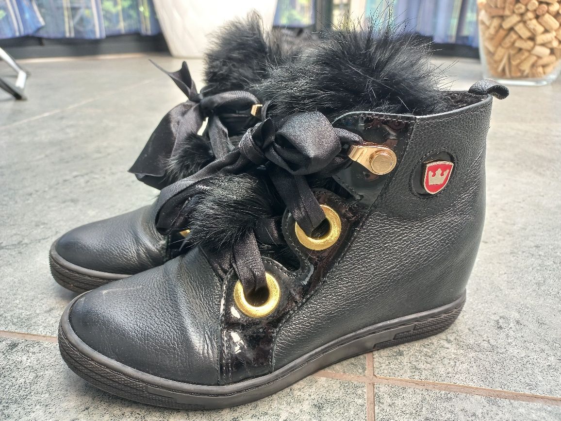 Buty R.Polanśki z futerkiem skórzane eleganckie r.36
