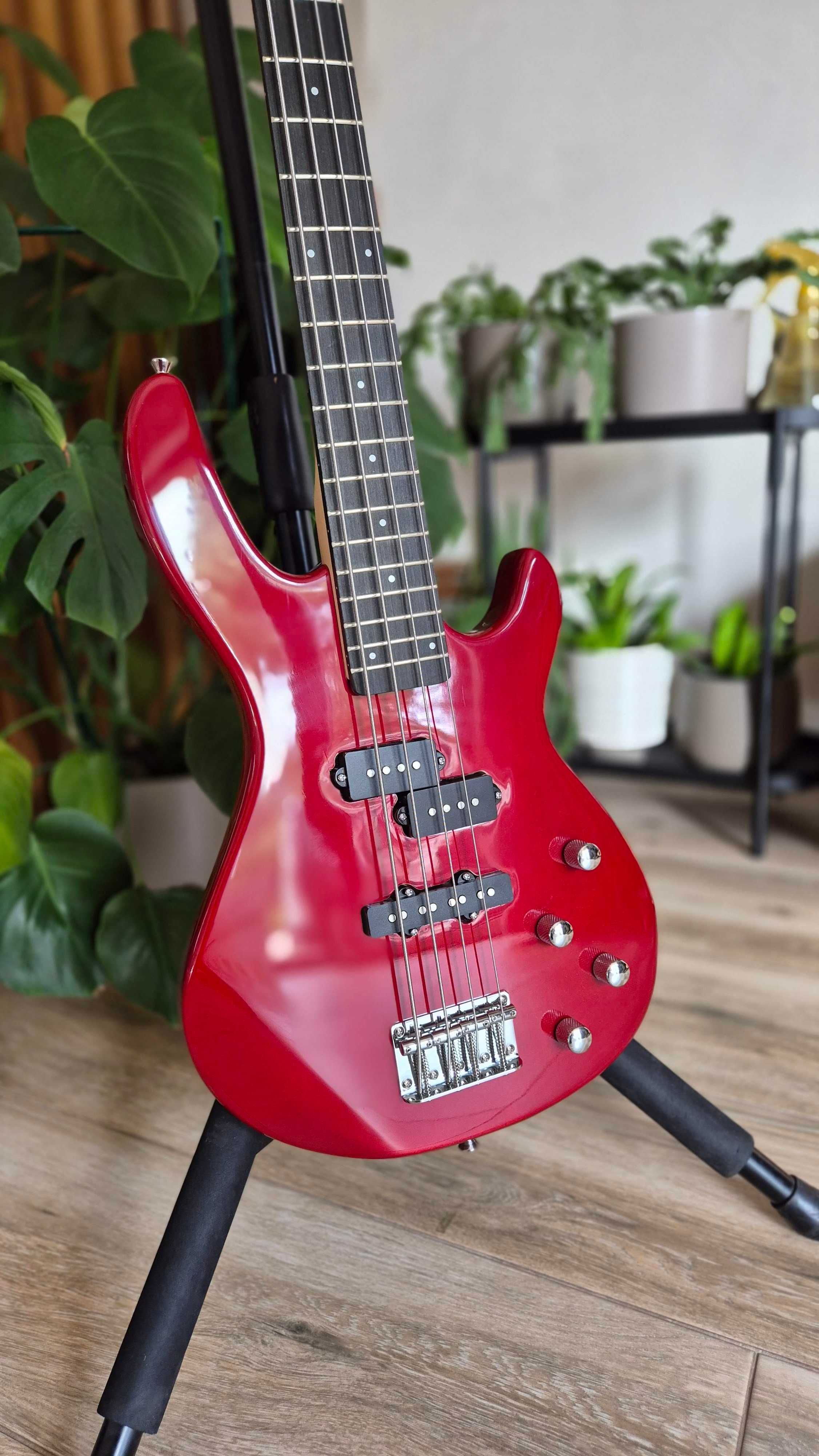 gitara basowa 4 strunowa - czerwona