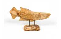 Duża rzeźba ogrodowa ryba Arwana , drewno teak