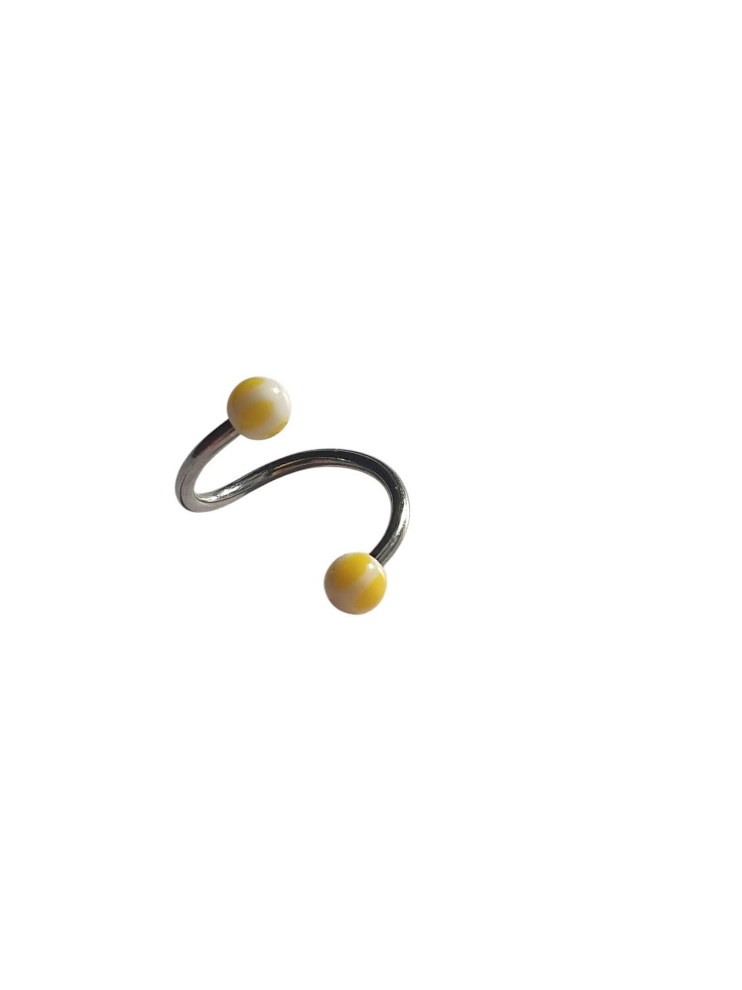Kolczyk kółko twister żółto biały brwi nos wargi 1 x 12 x 3 mm