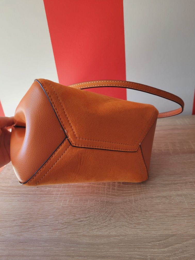 Pomarańczowa mała torebka na pasku h&m minaturowa torba shopper