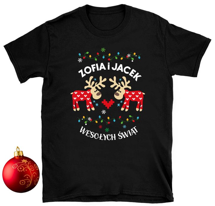 prezent pod choinkę dla babci i dziadka koszulka świąteczna z imieniem