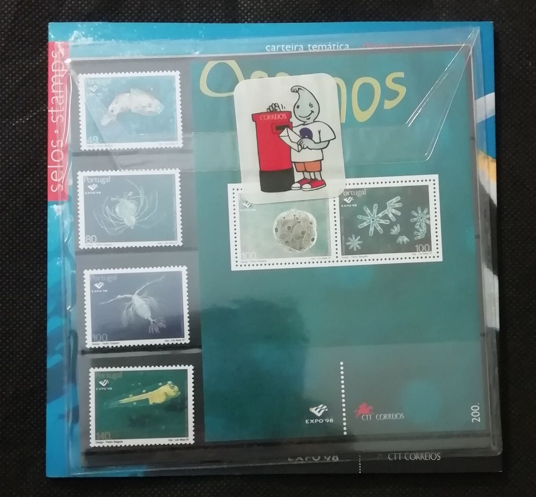 Carteira de selos temática dos Oceanos Plâncton. Ctt