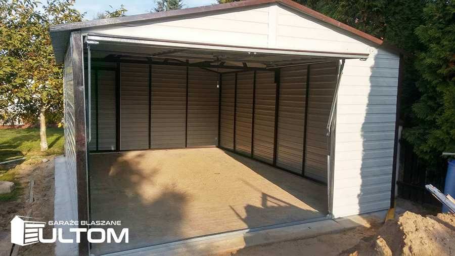 Garaż blaszany, blaszak, akrylowy drewnopodobny  jednostanowiskowy 4x6