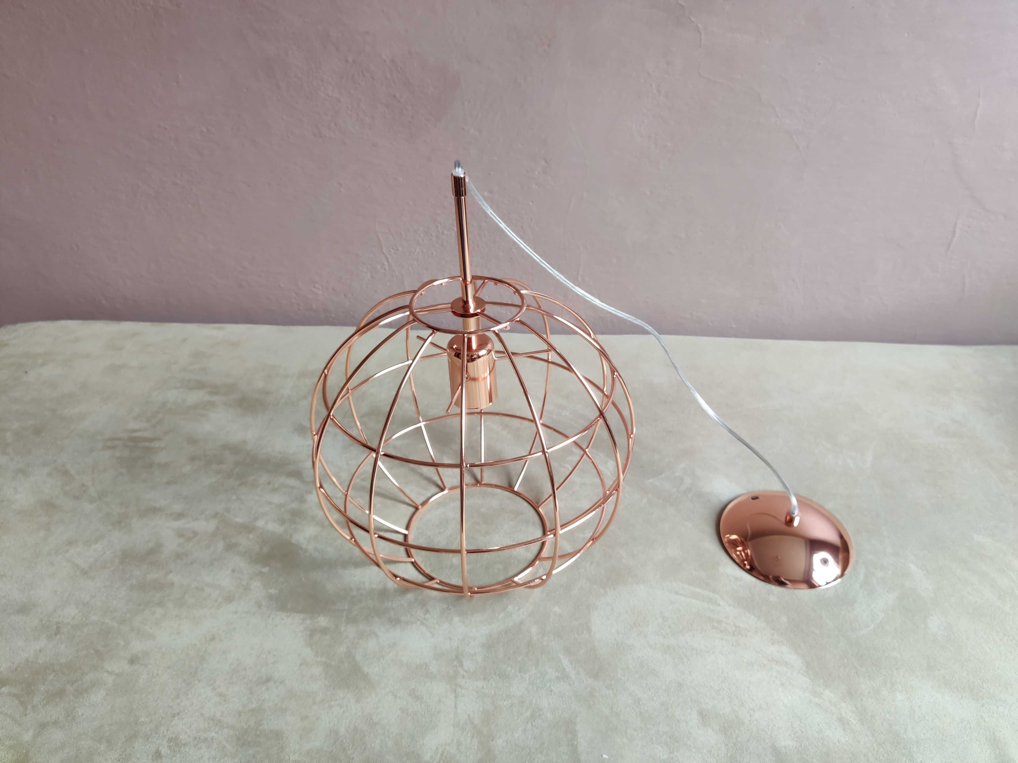 Żyrandol jedynka, lampa jedynka - miedziana