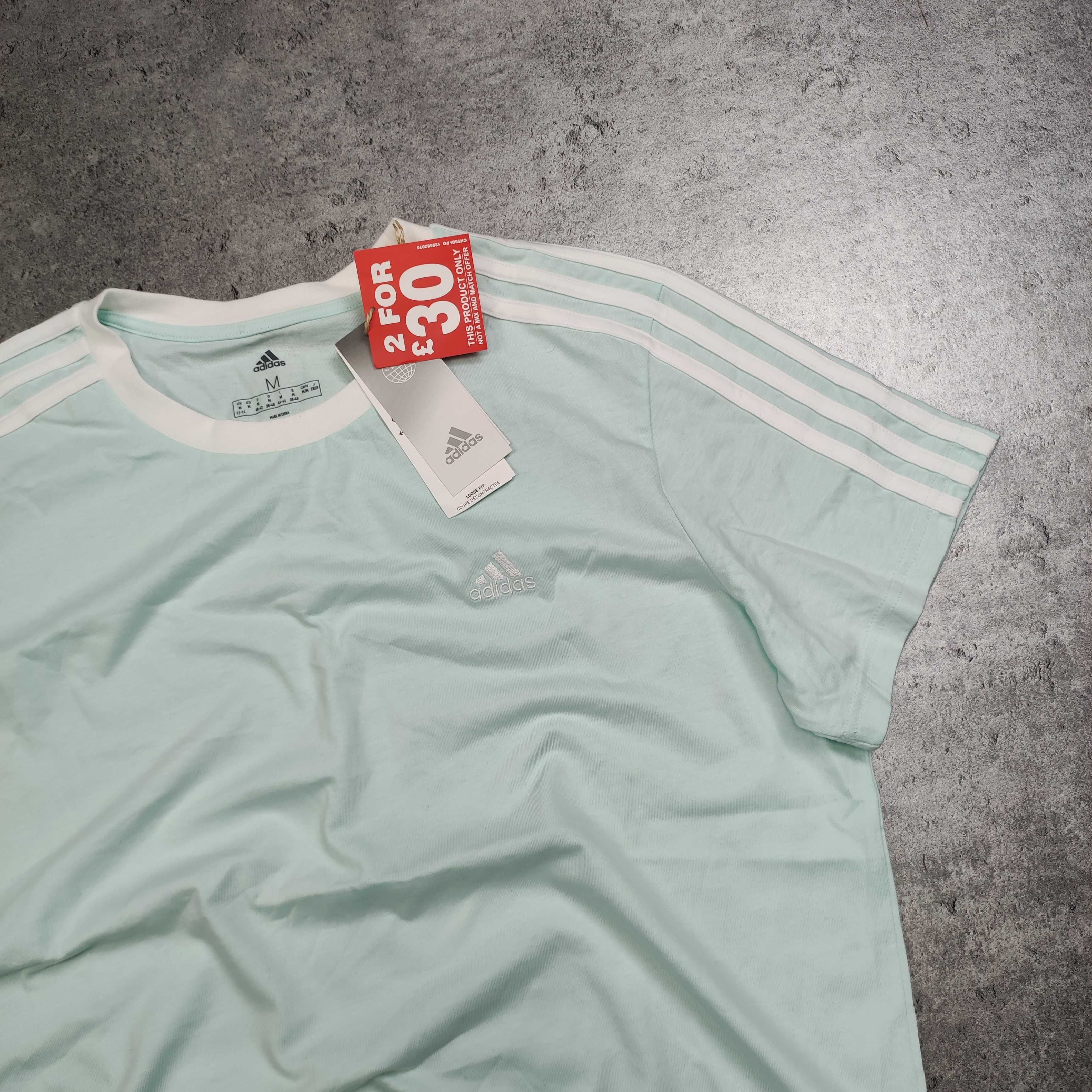 MĘSKA Koszulka NOWA Miętowa Adidas California 3 Paski Casual PREMIUM