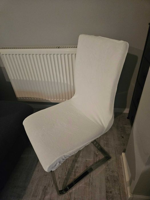 Pokrowce na krzesła miękkie welurowe białe 4 sztuki komplet