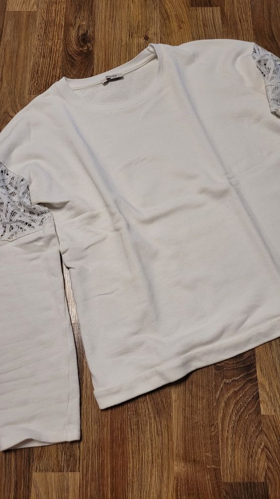 Orsay biała bluza dresowa M koronka haft